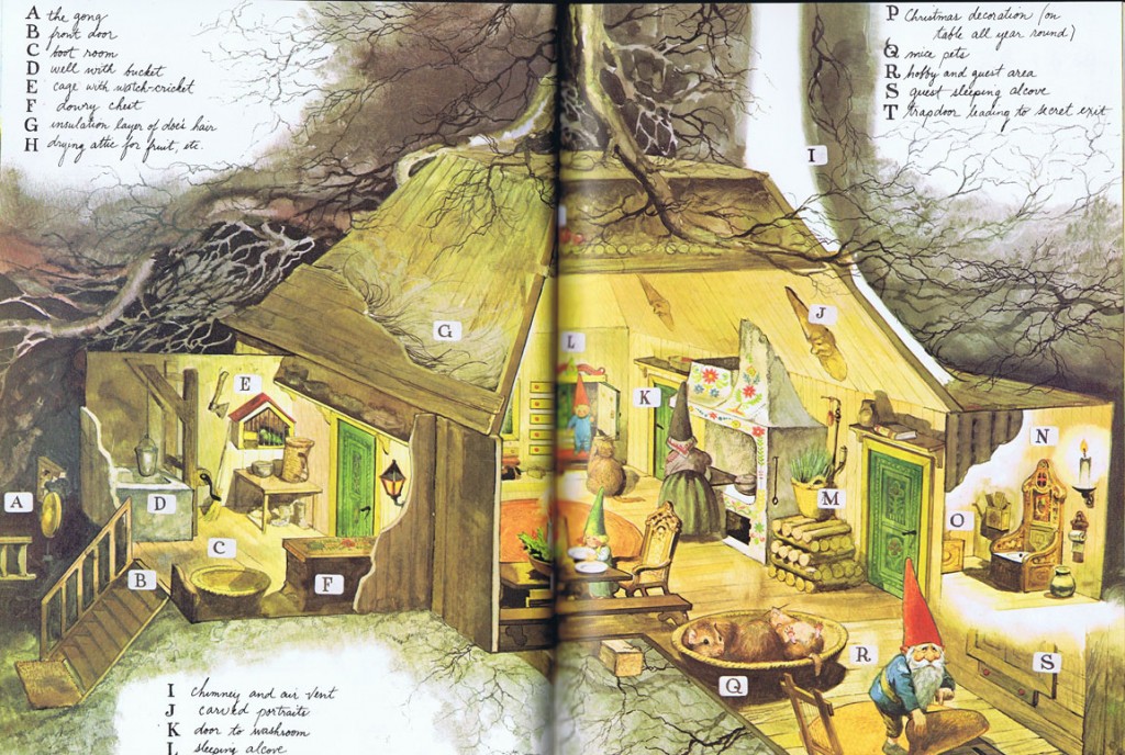 Architecture Interior Design and Interior Decoration from Gnomes by Wil Huygen and illustrated by Rien Poortvliet