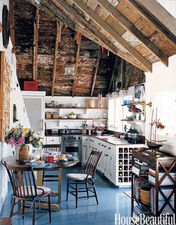 Boathouse Kitchen by Gary McBournie (Image from House Beautiful by Christopher Baker)